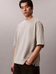 Embossed Monogram Cooling Pique Relaxed Tee, Shadow, hi-res