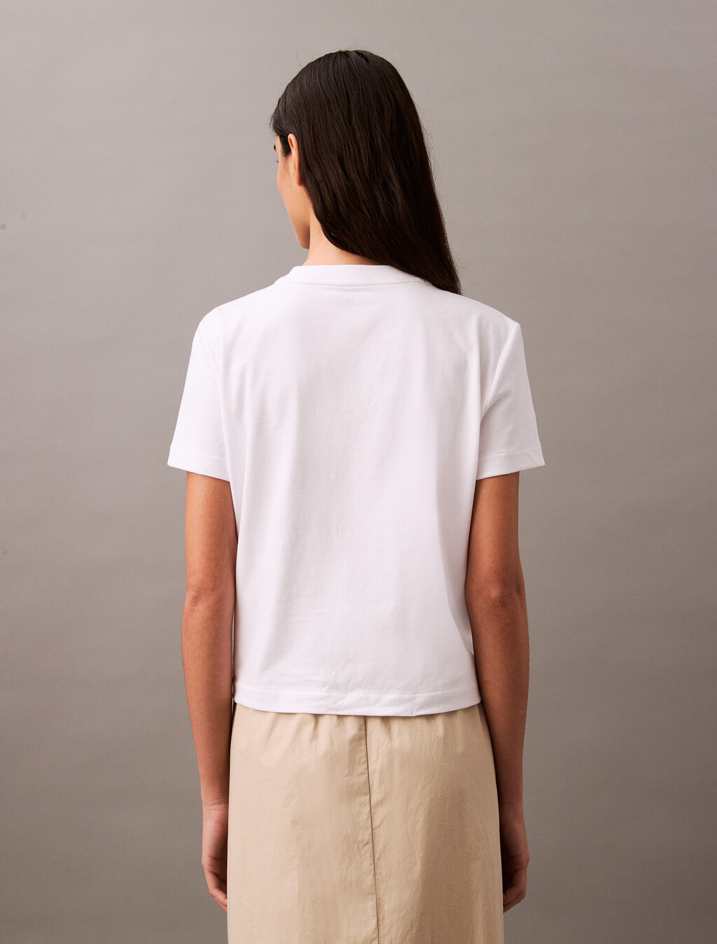 Flocked Logo Crewneck Tee, Brilliant White, hi-res