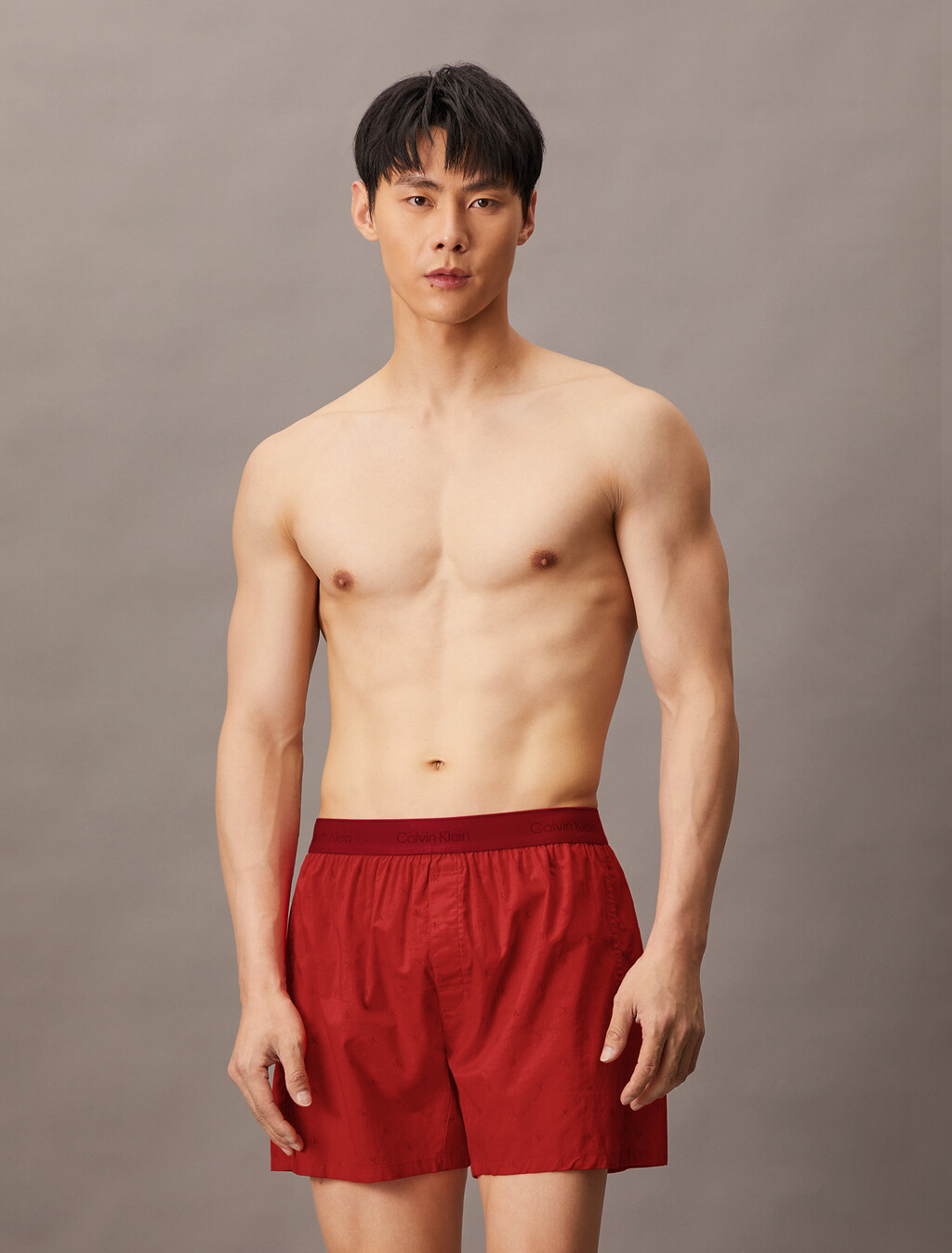 Cotton Poplin Traditional Boxers, 17496 DIAMOND LOGO+ROUGE, hi-res