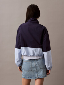 Cropped Colour Block Nylon Jacket, Eclipse / Cashmere Blue, hi-res