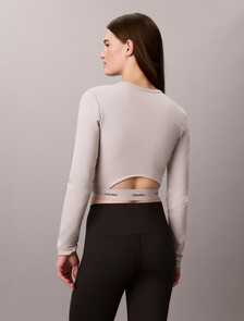 Logo Band Cropped Long Sleeve Top, Ashes Of Roses, hi-res
