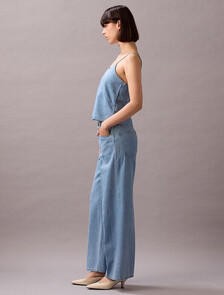 Linen Denim Tank Top, AARON INDIGO, hi-res