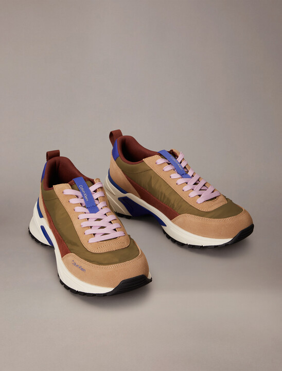 Suede and Nylon Runner Trainers