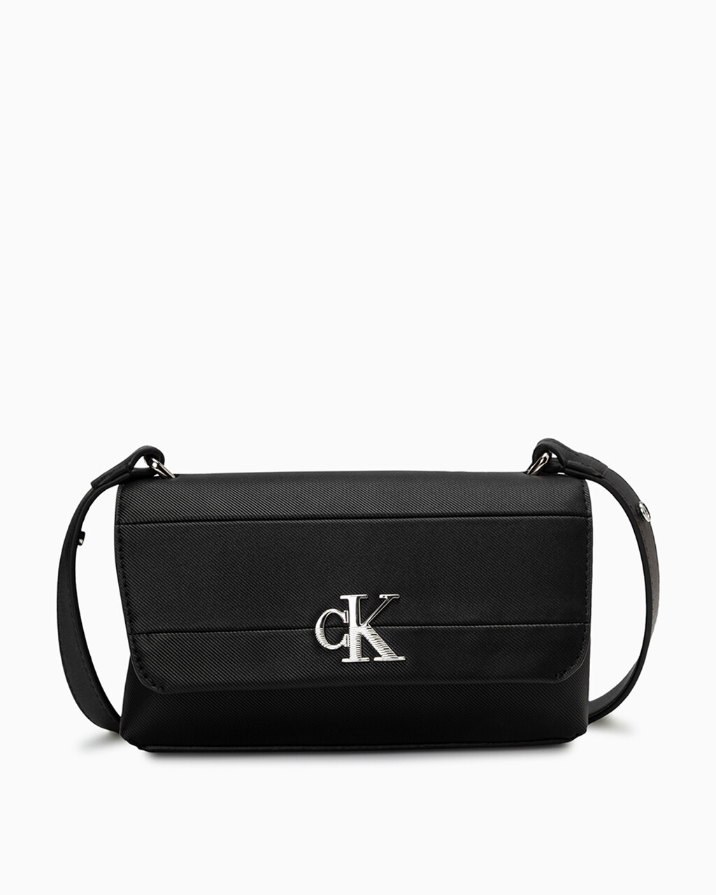 MINIMAL MONOGRAM EAST-WEST FLAP TEXTURED CROSSBODY, BLACK, hi-res
