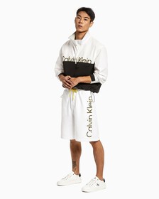 Unisex Color Logo Tape Sweatshorts, Bright White, hi-res