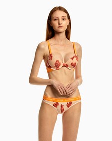 Cotton Lightly Lined Demi Bra, ROSE SPLICE PRINT+CORAL CORSAGE, hi-res