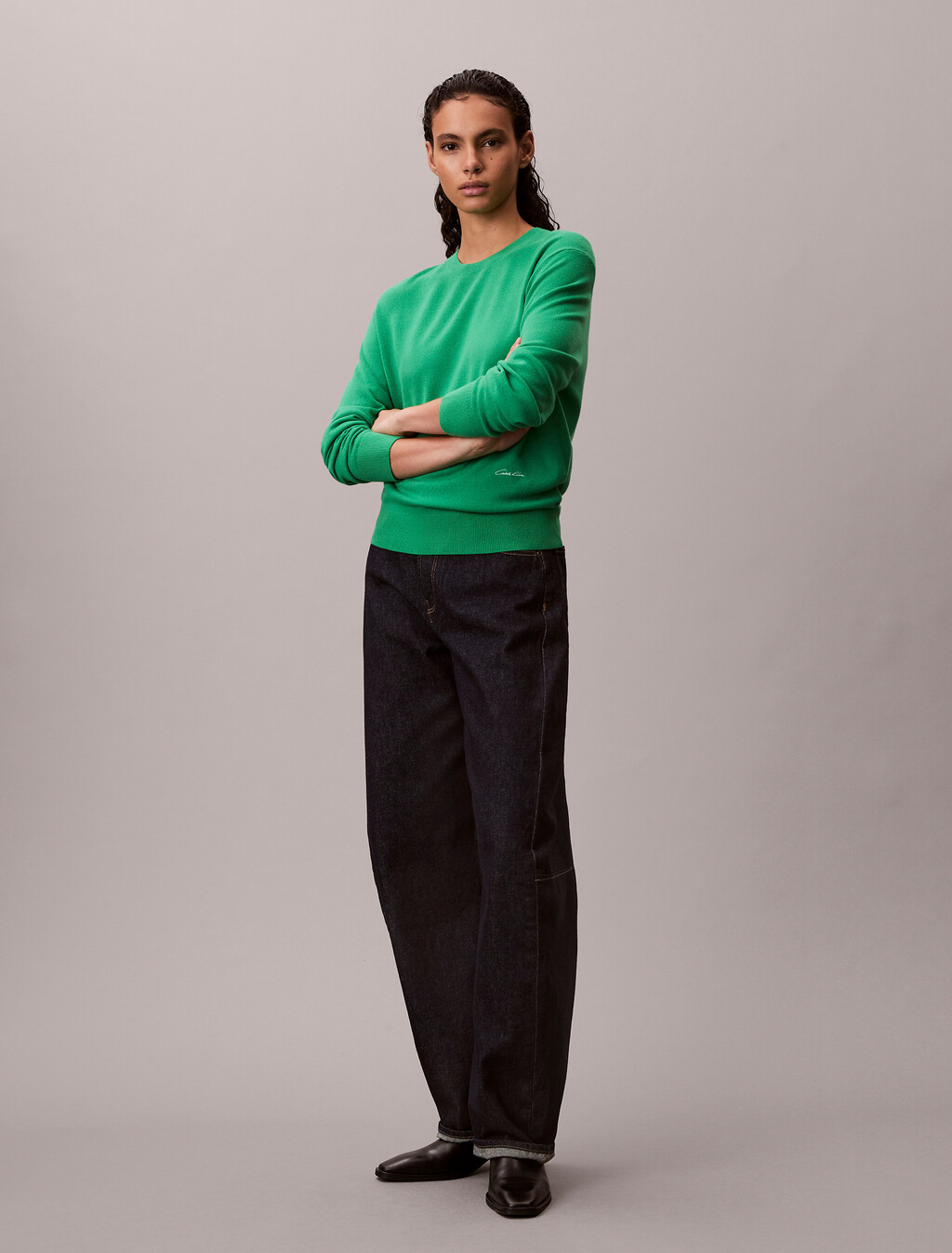 Cashmere Relaxed Jumper, Bright Green, hi-res