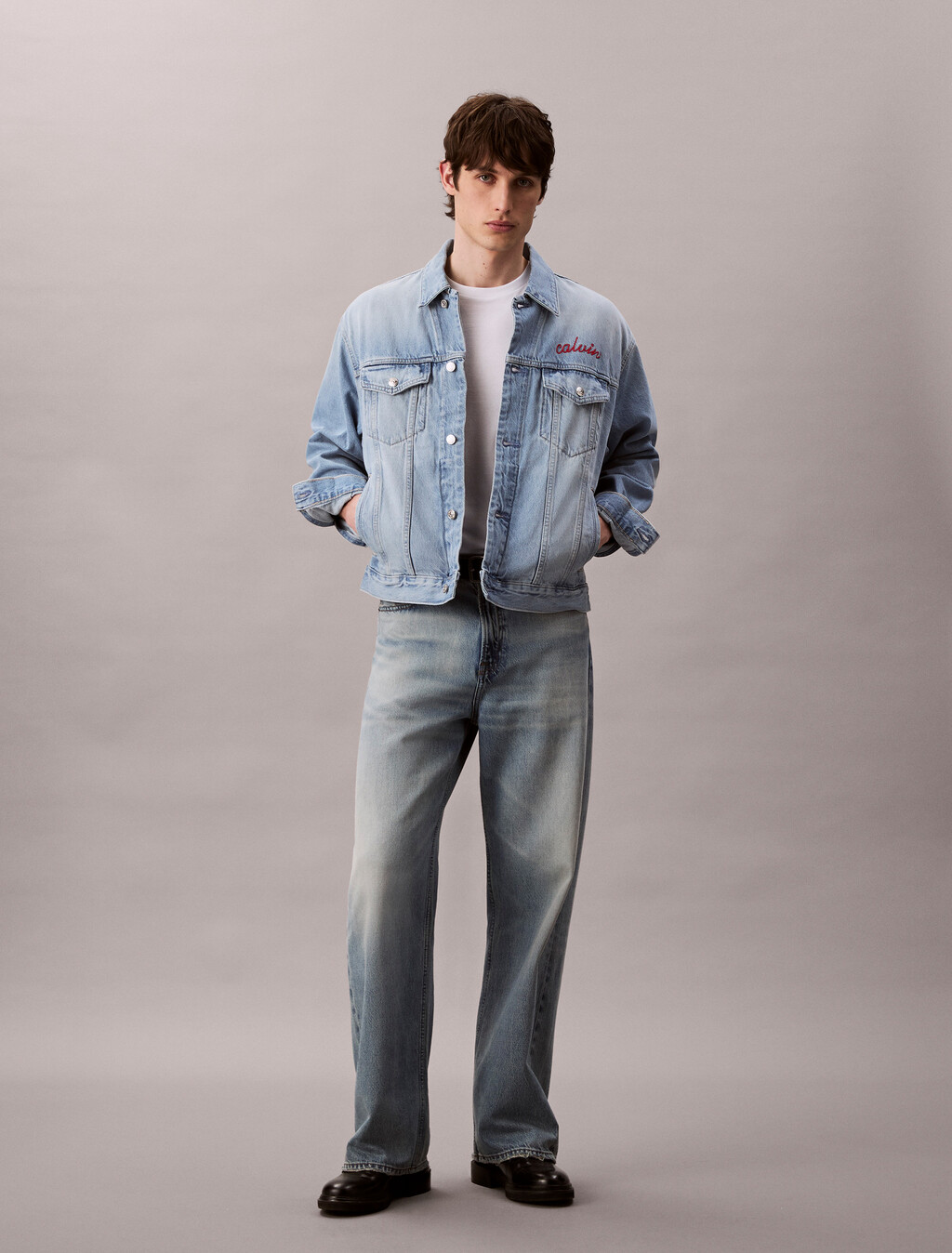 Chain Stitch Logo 90's Denim Jacket, REFLECTION BLUE, hi-res
