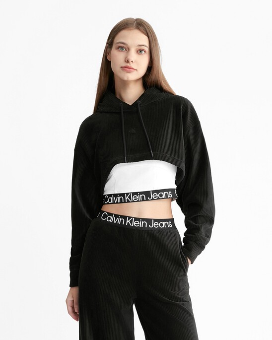 2 In 1 Logo Tape Velvet Hoodie