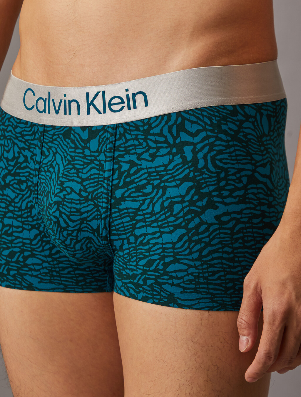 Brushed Microfiber Stretch Low Rise Trunk, 19631 SPLICED ANIMAL PRINT+PONDEROSA PINE, hi-res