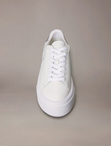 Sienna - Leather Logo Platform Trainers, Bright White/Silver, hi-res