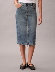 Front Zip Denim Skirt, VINTAGE ROAD, hi-res