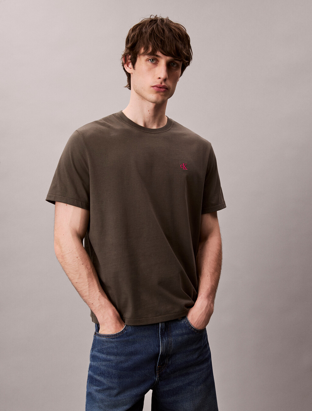 Embroidered Monogram Logo Relaxed T-Shirt, Beluga, hi-res