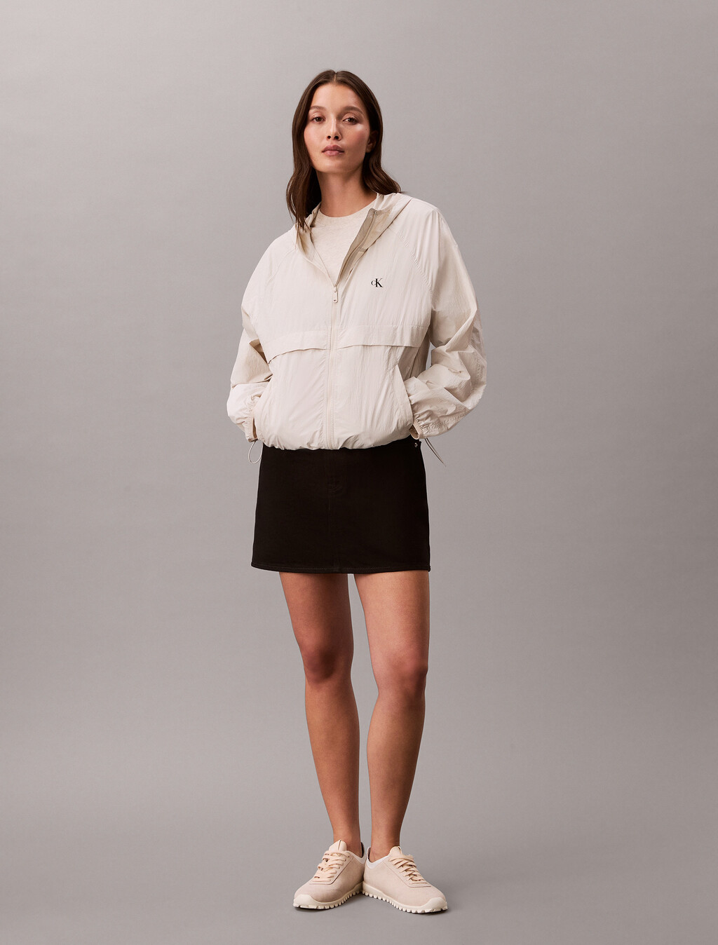Packable Relaxed Windbreaker, Chalk, hi-res