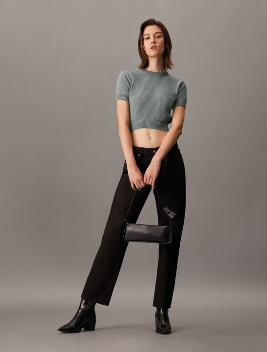 Cropped Short Sleeve Sweater