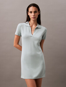 Liquid Shine Johnny Collar Mini Dress, Cloud Blue, hi-res