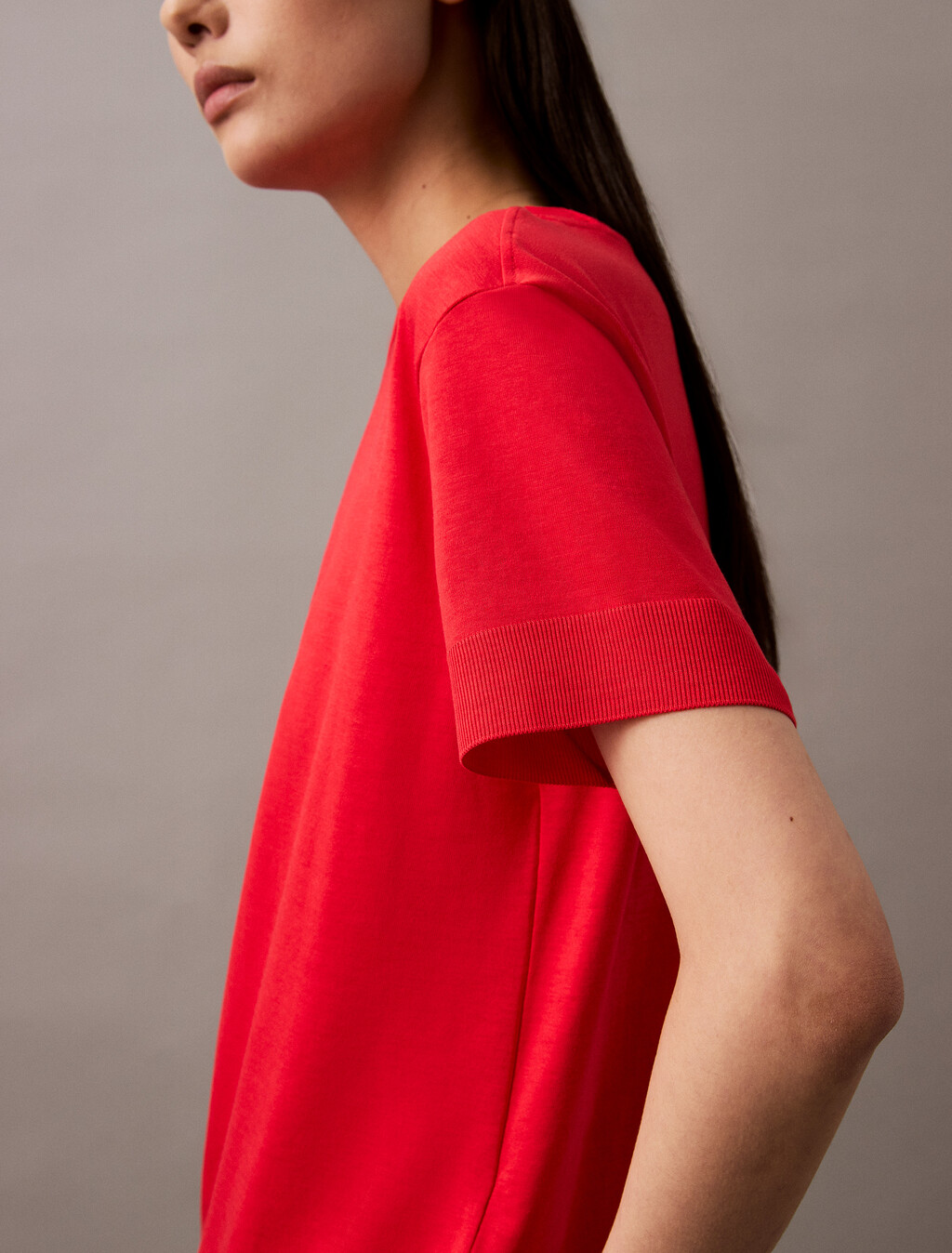 Silk Touch Mockneck Tee, Tomato, hi-res