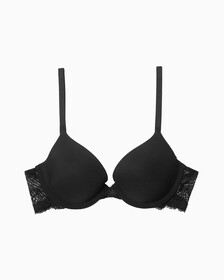 Scalloped Lace Lightly Lined Demi Bra, Black, hi-res