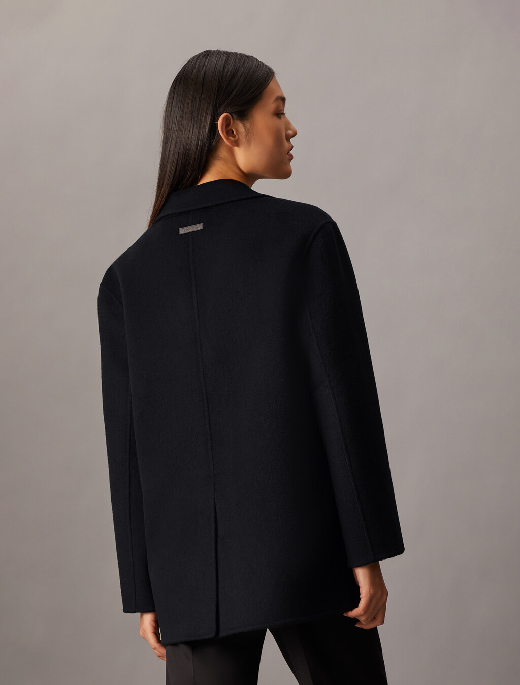Double Face Recycled Wool Blend Blazer, Black Beauty, hi-res