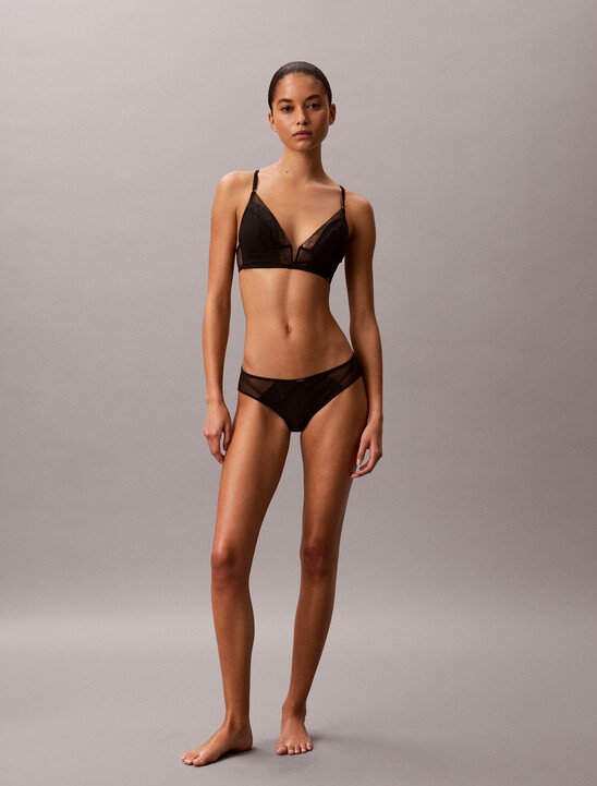 CK Black Geo Lace Lightly Lined Triangle Bra
