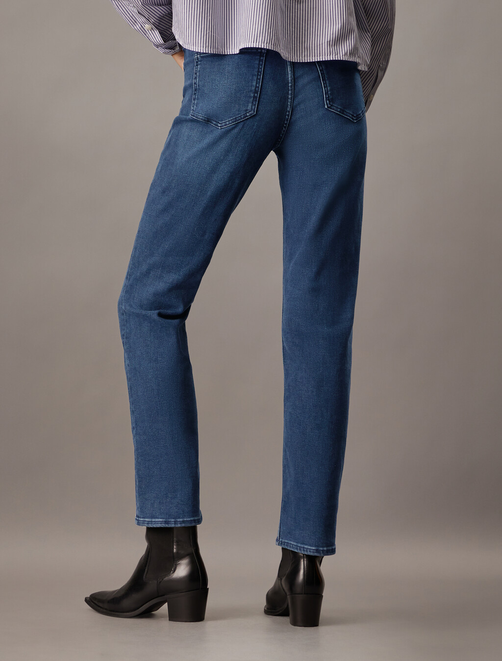 Luxe Lined High Rise Slim Straight Jeans, Denim Dark, hi-res