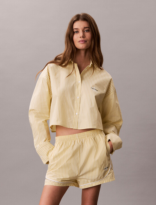 Cropped Cotton Poplin Pyjama Top