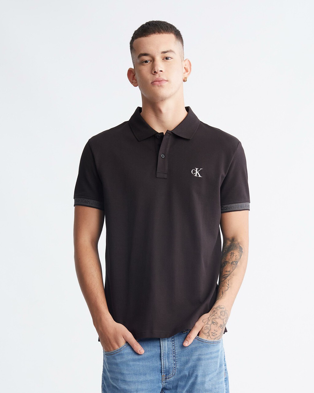 Logo Cuff Polo, Ck Black, hi-res