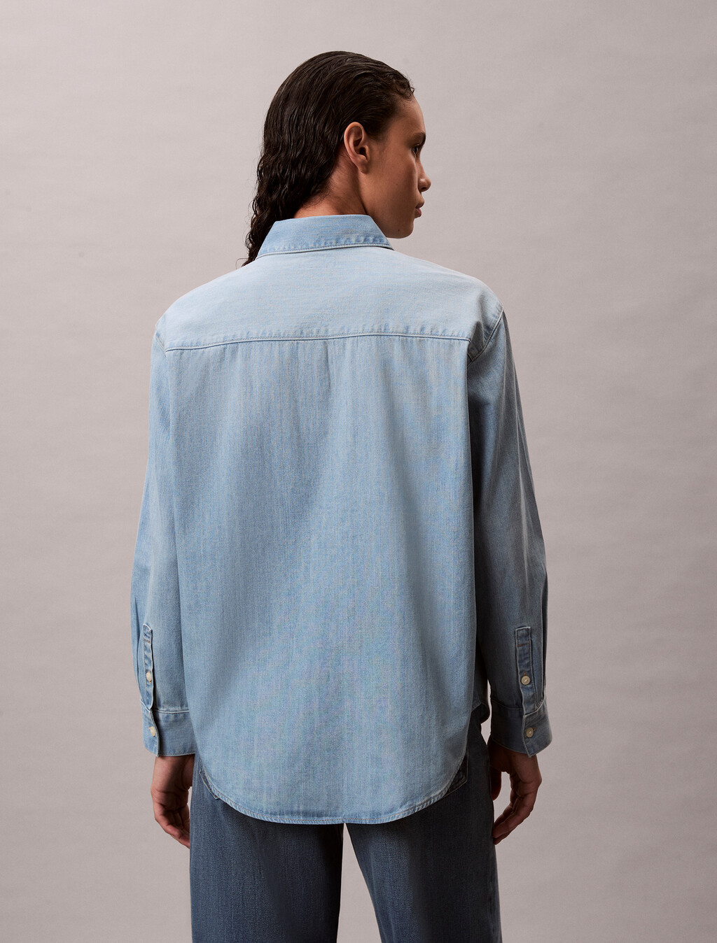 Oversized Denim Shirt, BRIGHTON BLUE, hi-res