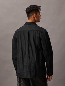Relaxed Nylon Shirt Jacket, Black, hi-res