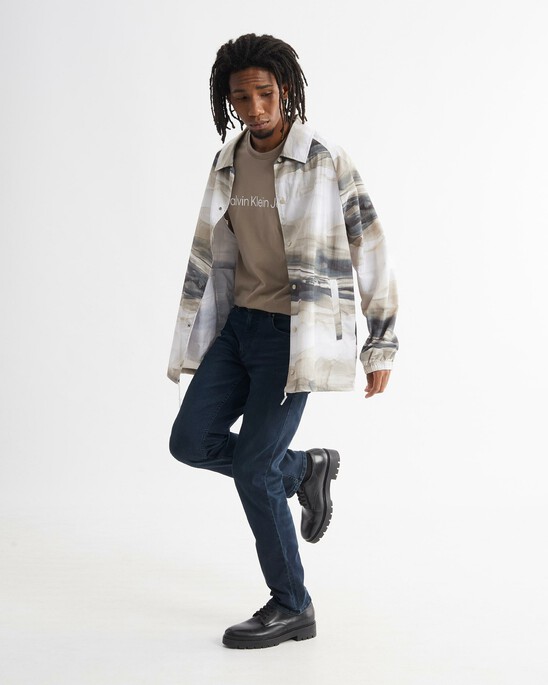 Ocean Marble Print Coach Jacket