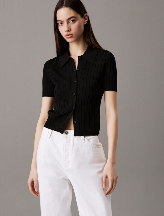 Silky Cropped Baby Polo Shirt