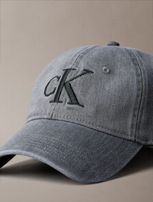 Large Monogram Denim Baseball Cap, DARK GREY WASH, hi-res