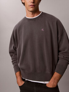 Garment-Dyed Logo Sweatshirt, Volcanic Ash, hi-res