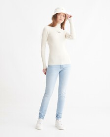 37.5 High Rise Body Skinny Fit, Light Blue Back Embro, hi-res