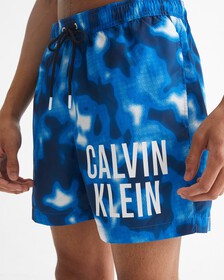 Blurred Camouflage Print Medium Drawstring Swim Shorts, Ip Blurred Camo Blue Aop, hi-res