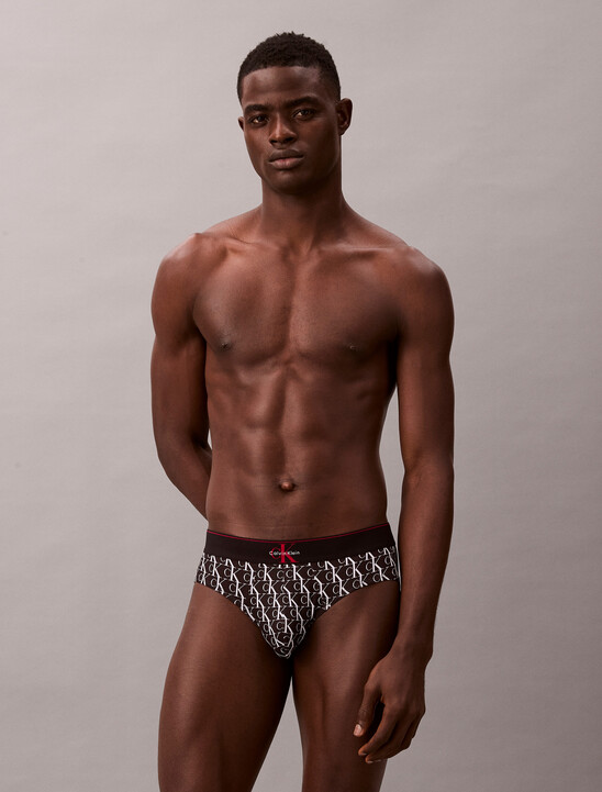 Graphic Monogram Microfiber Stretch Hip Brief