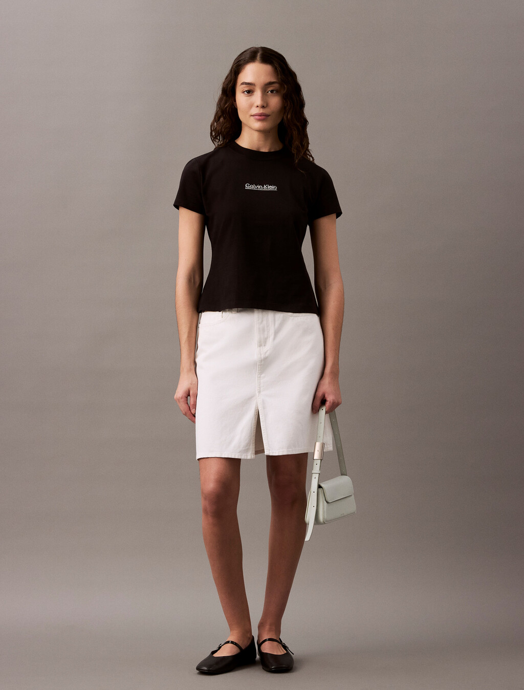 Calvin Klein Foil Print Slim Tee, Black, hi-res