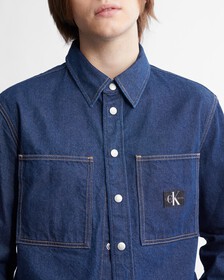 Relaxed Linear Denim Shirt, Denim Rinse, hi-res