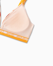 CK One Cotton Lightly Lined Triangle Bra, ROSE SPLICE PRINT+CORAL CORSAGE, hi-res