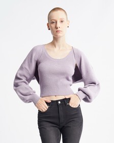 Feminine 2 In 1 Knit Cardigan, LAVENDER AURA, hi-res