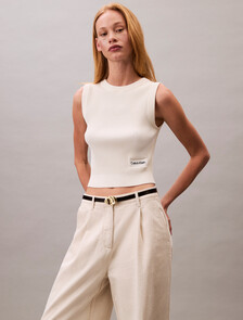 Soft Ribbed Crew Neck Vest, Blanc De Blanc, hi-res