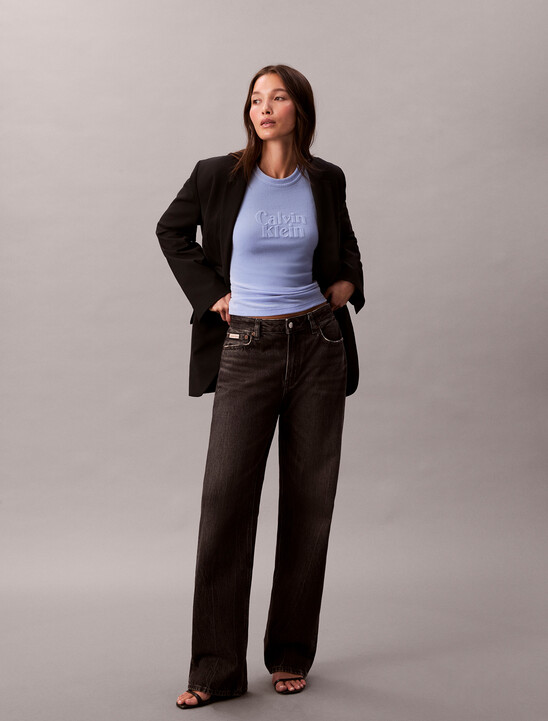 Velour Embossed Logo Graphic Slim T-Shirt