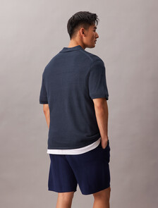 Linen Blend Classic Sweater Polo Shirt, Carbon, hi-res