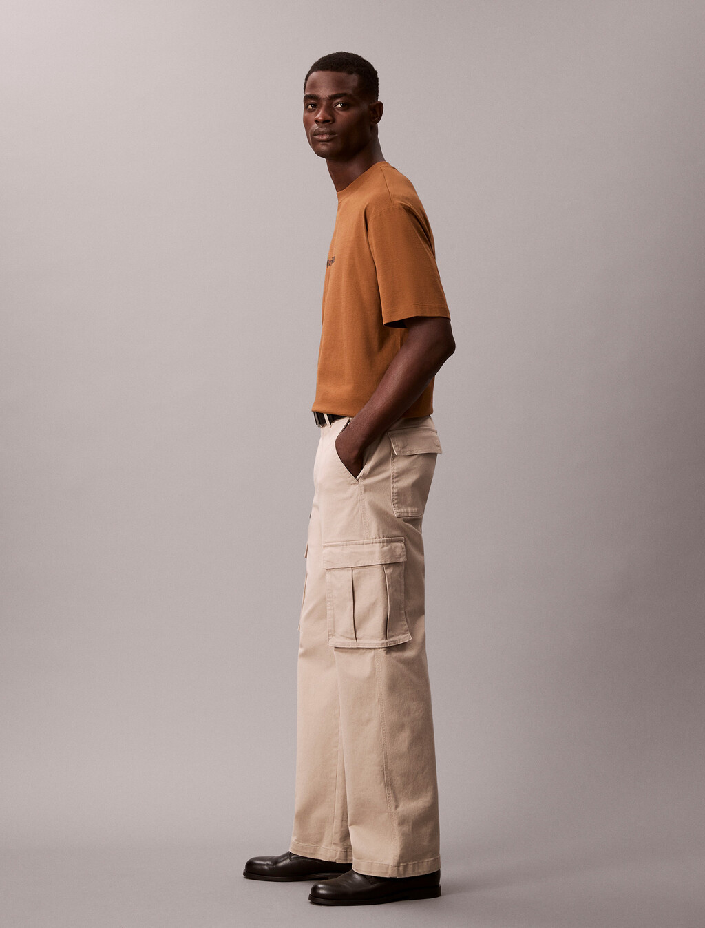 Calvin Logo Crew Neck Tee, Bronze Gold, hi-res