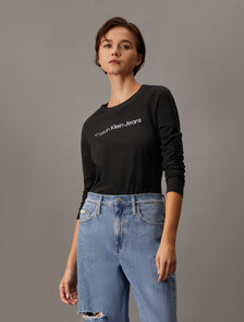 Shrunken Institutional Slim Long Sleeve Tee, Ck Black, hi-res