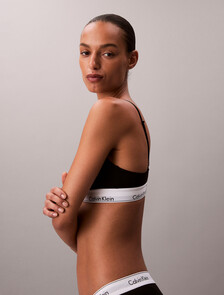 Icon Cotton Lightly Lined Triangle Bra, BLACK, hi-res