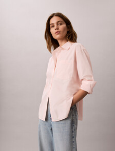Relaxed Cotton Poplin Shirt, Mangano Calcite, hi-res