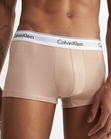 MODERN COTTON STRETCH NATURAL LOW RISE TRUNKS 3 PACK, Black/Warm Bronze/Cedar, hi-res