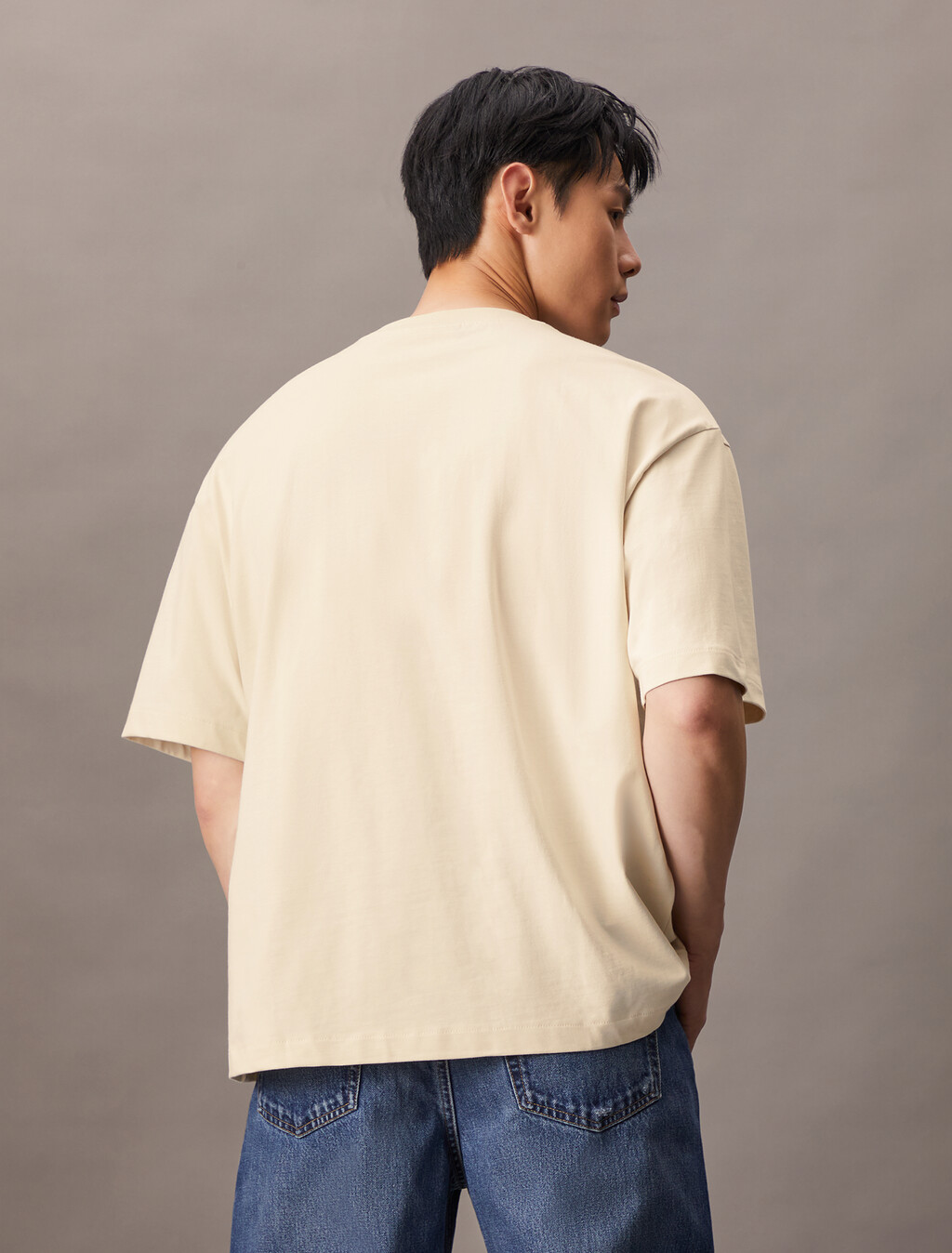 Calvin Logo Crew Neck Tee, Turtledove, hi-res