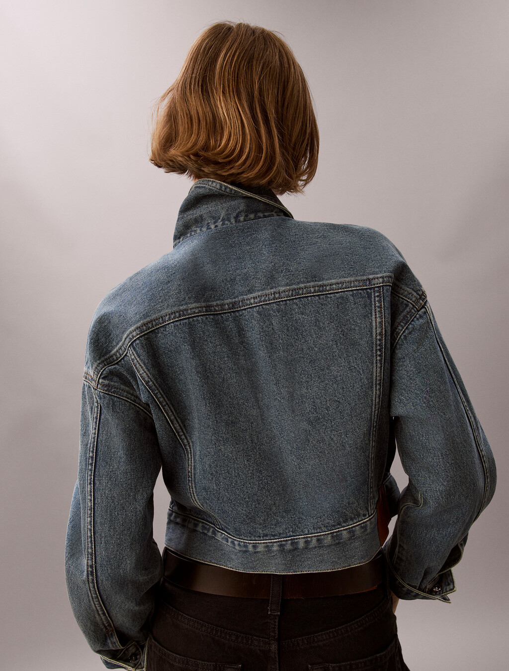 Cropped Denim Jacket, FULTON BLUE, hi-res